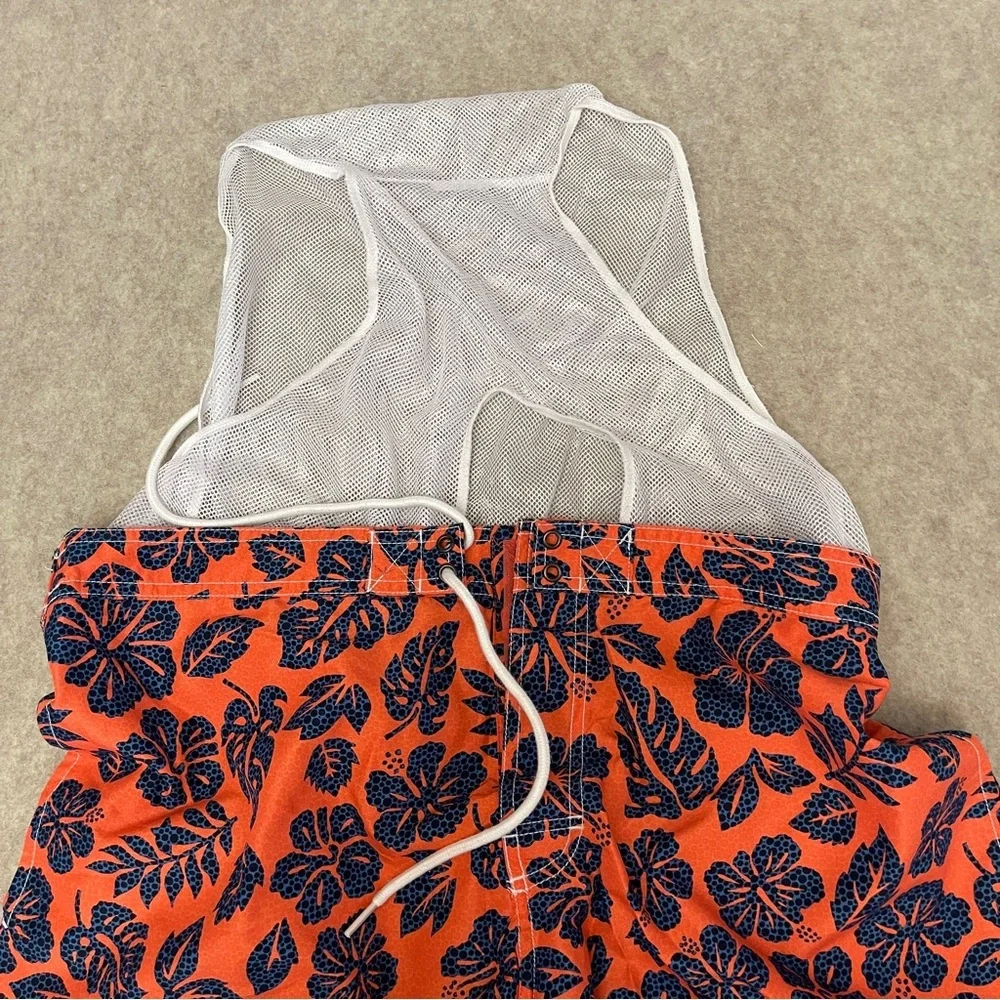 Trunks Surf & Swim Co Orange Hibiscus Swim Trunks 7” Shorts Mesh Lining Men’s XL
